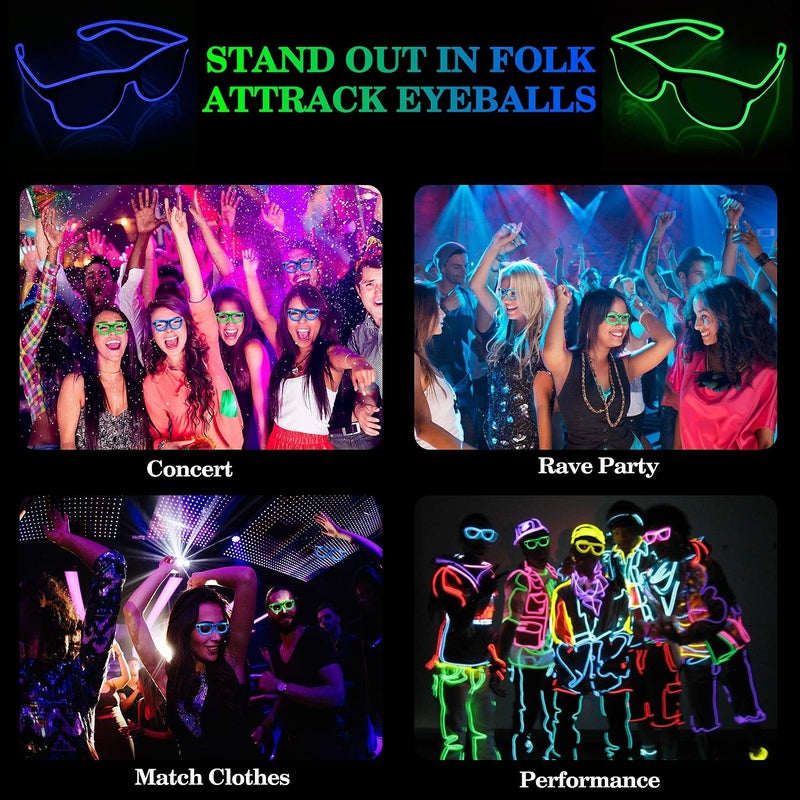 YouRfocus Led Light up Glasses Multi-Color Glow in the Dark Neon Rave Glasses for Rave Party, EDM, Halloween, Christmas - Image 2